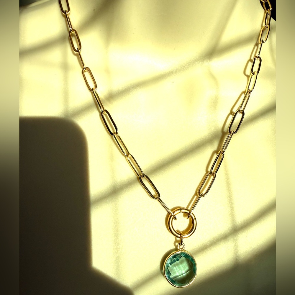 🆕 Link Gold Chain Necklace, 18”, & removable blue charm🩵